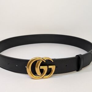 Gucci Marmont Black Gold GG Belt  SZ:90